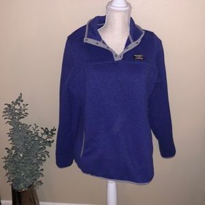 ll bean better sweater snap tee pullover sweater sweatshirt size large purple
